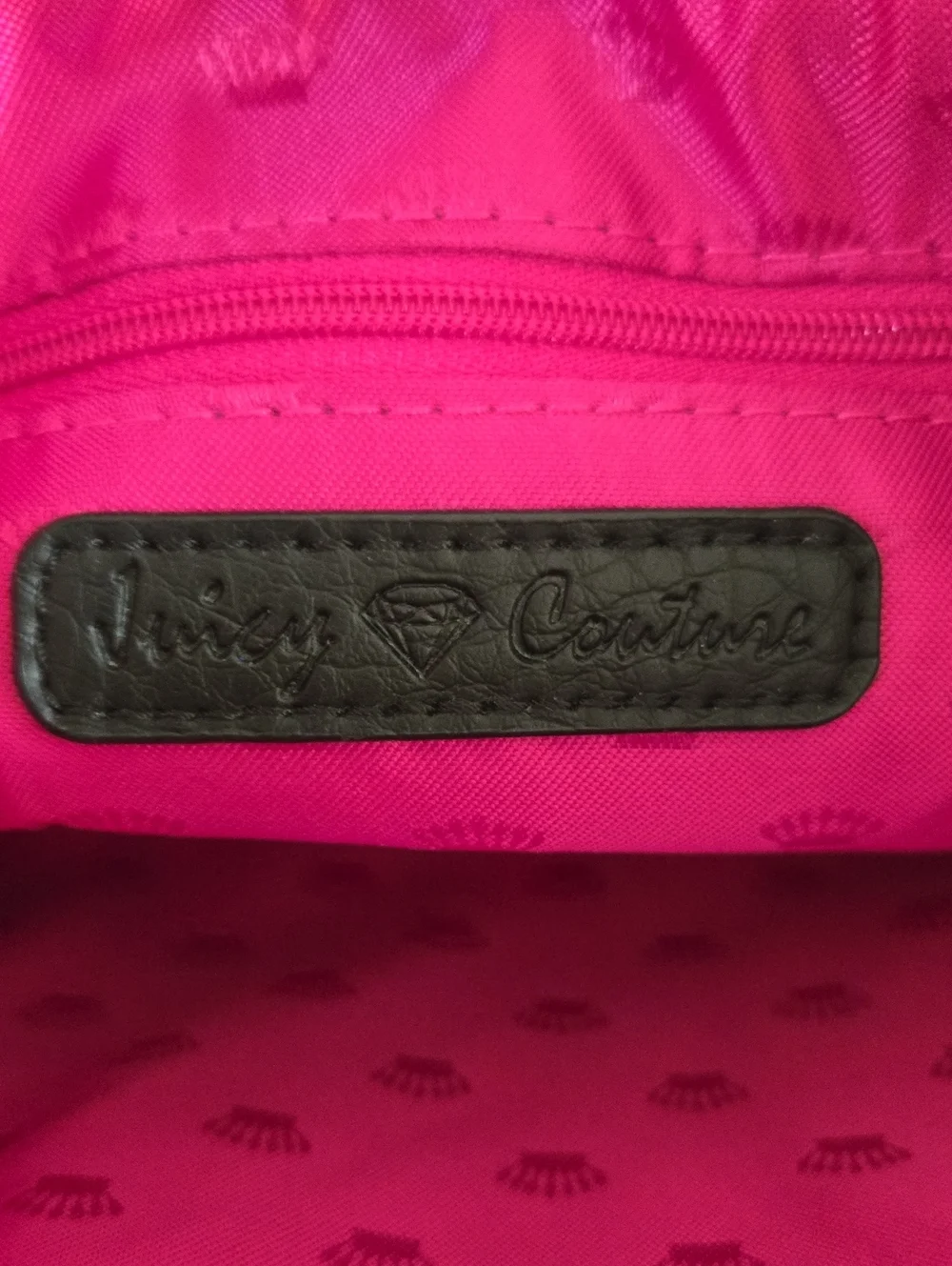 Juicy Couture Black Sequin Logo Wristlet with Purple Accents EUC